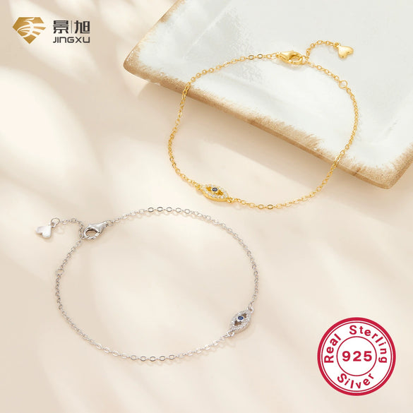 925 Silver Bracelet For Women With Diamonds And Cartoon Character Devil's Eye Simple High End Hand Jewelry
