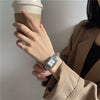 Silver Bracelet Watch Elastic Band Steel Spring Band Luminous Digital Retro Square Metal Chain Watch For Men And Women