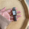 Silver Bracelet Watch Elastic Band Steel Spring Band Luminous Digital Retro Square Metal Chain Watch For Men And Women