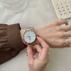 Silver Bracelet Watch Stainless Steel Band Round Dial Retro Artistic Couple's Watch