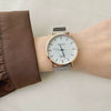Silver Bracelet Watch Stainless Steel Band Round Dial Retro Artistic Couple's Watch