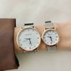 Silver Bracelet Watch Stainless Steel Band Round Dial Retro Artistic Couple's Watch