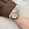 Silver Bracelet Watch Stainless Steel Band Round Dial Retro Artistic Couple's Watch
