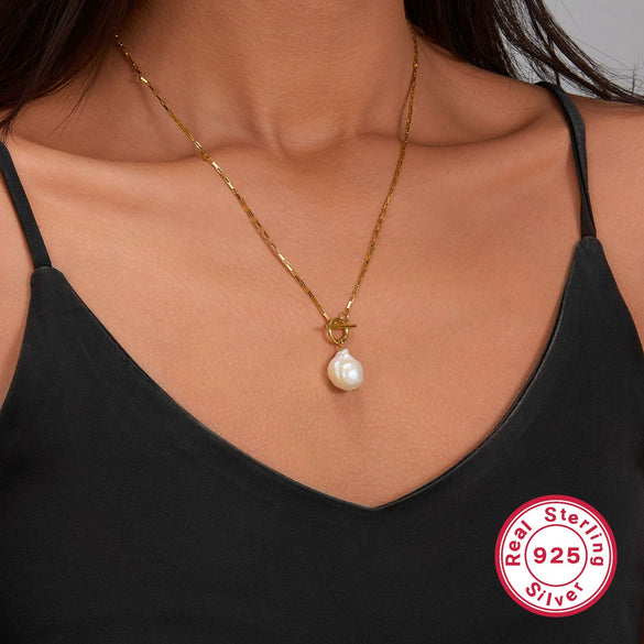 925 Silver Bracelet With Natural Freshwater Pearl Chain Pendant Electroplated Women's Jewelry