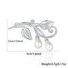 Silver Brooch With Zircon And Leaf Pattern Set With Pearls Unisex Jewelry