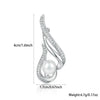 Silver Brooch With Zircon And Leaf Pattern Set With Pearls Unisex Jewelry
