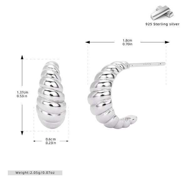 Silver C And Ushape Electroplated Women's Earrings