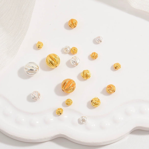 Silver Car Flower Twill Olive Pumpkin Bead Jewelry Accessories With Round Beads And Electroplating