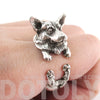 Silver Color Electroplated Copper Open Adjustable Kitten Ring Animal Style Unisex Fashion Jewelry