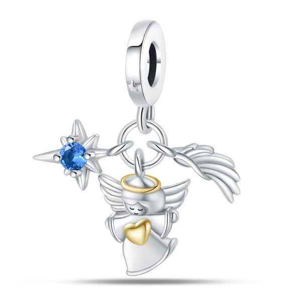 925 Silver Copper Plated Charm Beads Angel Cross Diy Jewelry Accessories With Dripping Oil Design