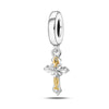 925 Silver Copper Plated Charm Beads Angel Cross Diy Jewelry Accessories With Dripping Oil Design