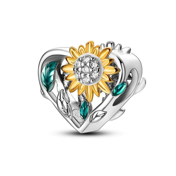925 Silver Copper Plated Plant Daisy Avocado Sunflower Pendant Jewelry With Dripping Oil Design