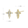 Silver Cross Earrings With Microinlay Letters Numbers Text Pattern Simple Fashion For Women