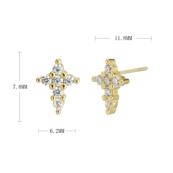Silver Cross Earrings With Microinlay Letters Numbers Text Pattern Simple Fashion For Women