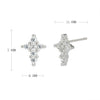 Silver Cross Earrings With Microinlay Letters Numbers Text Pattern Simple Fashion For Women