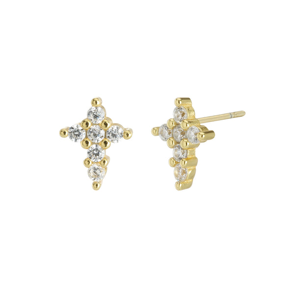 Silver Cross Earrings With Microinlay Letters Numbers Text Pattern Simple Fashion For Women