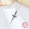 925 Silver Cross Sword Retro Punk Unisex Necklace With Geometric Pattern And Seiko Treatment