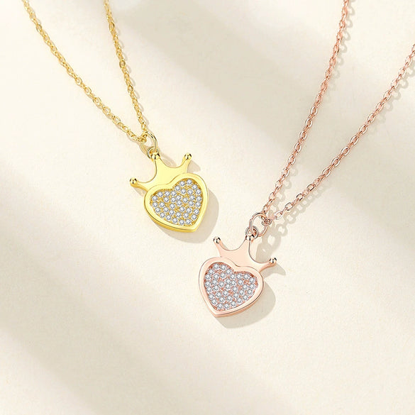 Silver Crown Love Necklace Women's 925 Silver Geometric Diamond Design