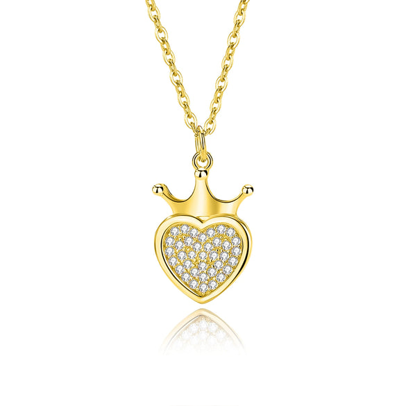 Silver Crown Love Necklace Women's 925 Silver Geometric Diamond Design