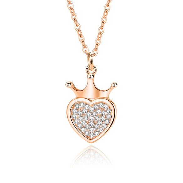 Silver Crown Love Necklace Women's 925 Silver Geometric Diamond Design