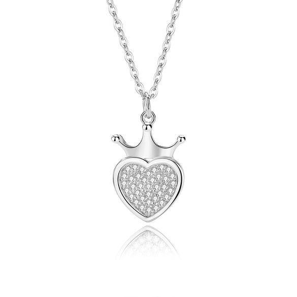 Silver Crown Love Necklace Women's 925 Silver Geometric Diamond Design