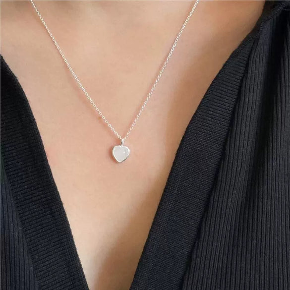 Silver Crystal Geometric Heart Necklace