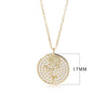 Silver Diamond Flower Round Coin Pendant Necklace For Women