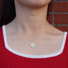 Silver Diamond Flower Round Coin Pendant Necklace For Women