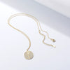 Silver Diamond Flower Round Coin Pendant Necklace For Women