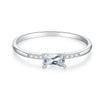 Silver 925 Diamond Vshaped Row Ring For Women With Geometric Design