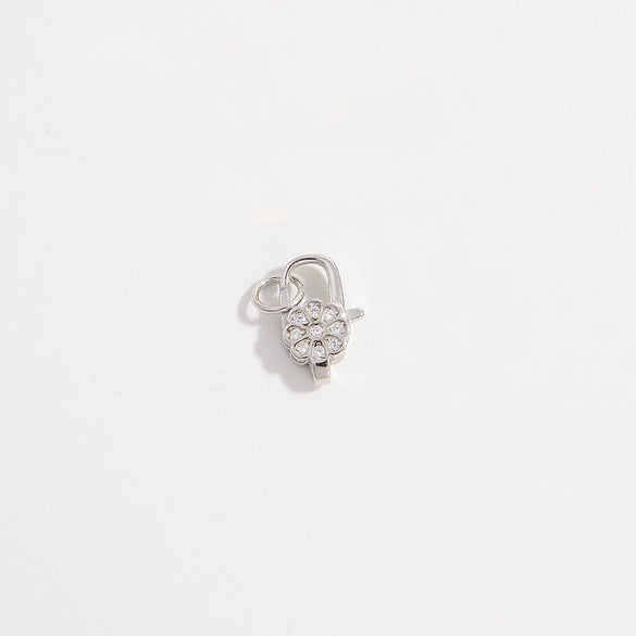 925 Silver Doublesided Flower Spring Joint Buckle Jewelry Connection Lobster Clasp Buckle Inlaid Zircon