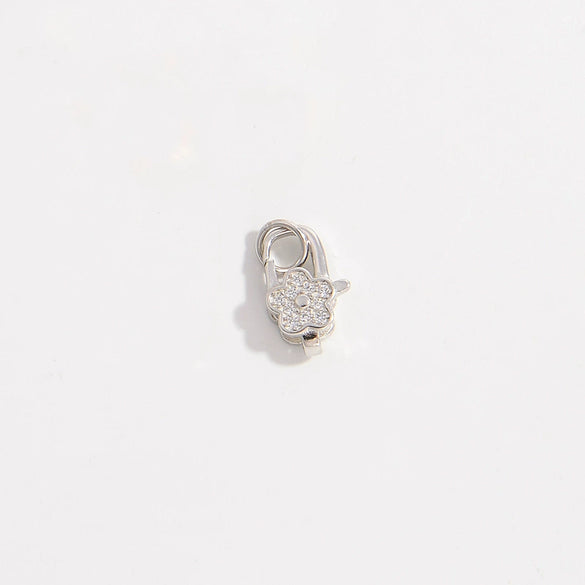 925 Silver Doublesided Flower Spring Joint Buckle Jewelry Connection Lobster Clasp Buckle Inlaid Zircon