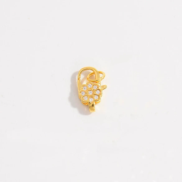 925 Silver Doublesided Flower Spring Joint Buckle Jewelry Connection Lobster Clasp Buckle Inlaid Zircon