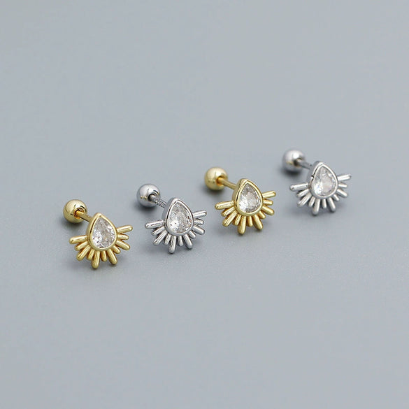 Silver Drop Shape Electroplated Zircon Women's Earrings