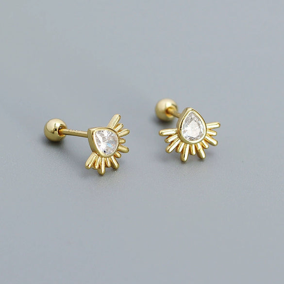 Silver Drop Shape Electroplated Zircon Women's Earrings