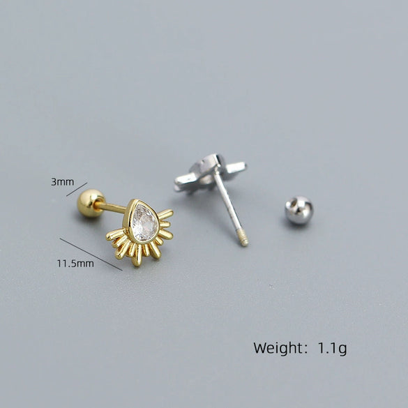 Silver Drop Shape Electroplated Zircon Women's Earrings