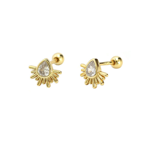 Silver Drop Shape Electroplated Zircon Women's Earrings