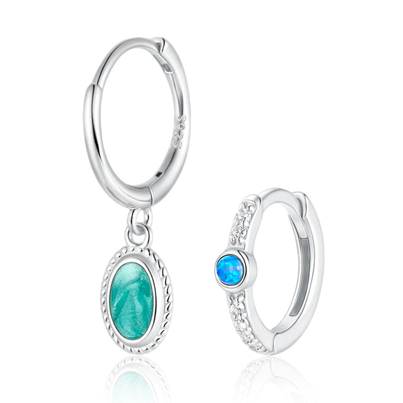 925 Silver Drop Shape Retro Light Luxury Enamel Electroplated Earrings And Ring Set
