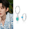 925 Silver Drop Shape Retro Light Luxury Enamel Electroplated Earrings And Ring Set