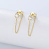 Silver Dropshaped Zircon Earrings Punk Style For Women
