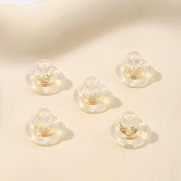 25 Silver Ear Accessories With Transparent Soft Silicone Frisbee Butterfly Design And Electroplating Process