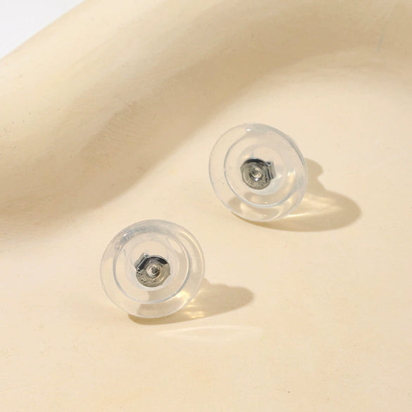 25 Silver Ear Accessories With Transparent Soft Silicone Frisbee Butterfly Design And Electroplating Process