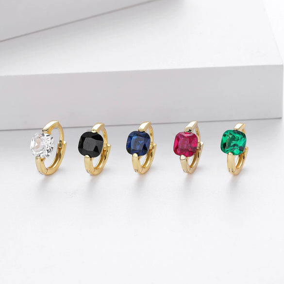 Silver Ear Buckle Zircon Earrings Geometric Electroplated For Women