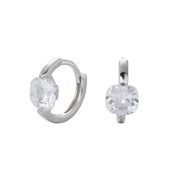 Silver Ear Buckle Zircon Earrings Geometric Electroplated For Women