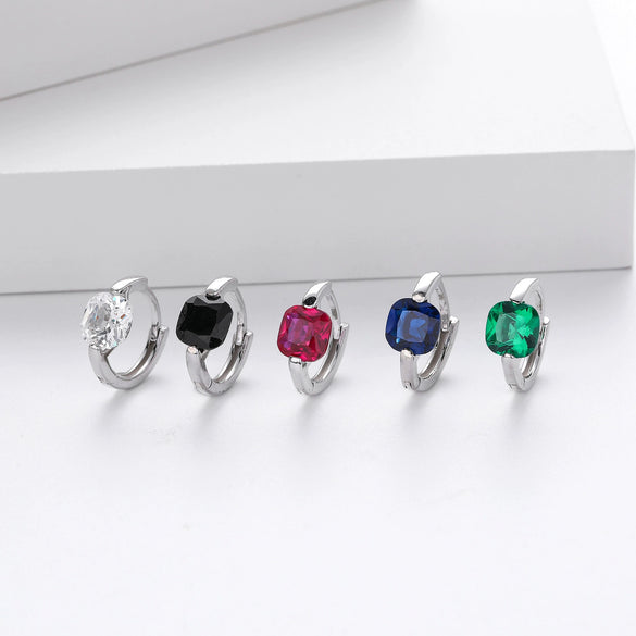Silver Ear Buckle Zircon Earrings Geometric Electroplated For Women