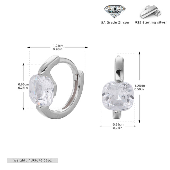 Silver Ear Buckle Zircon Earrings Geometric Electroplated For Women