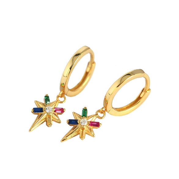 Silver Ear Jewelry Exaggerated Eightpointed Star Geometric Electroplated Earrings S925 Sterling Silver