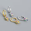 Silver Ear Jewelry Exaggerated Eightpointed Star Geometric Electroplated Earrings S925 Sterling Silver