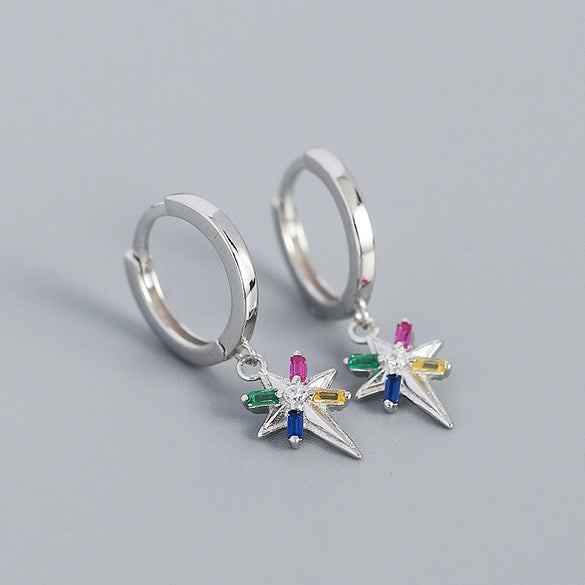 Silver Ear Jewelry Exaggerated Eightpointed Star Geometric Electroplated Earrings S925 Sterling Silver