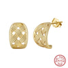 Silver Earrings Geometric Pattern Gold Inlaid Cshaped Light Luxury Niche Highend